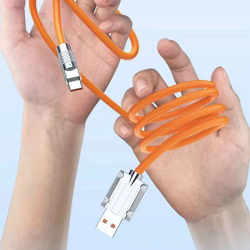 Acessórios de carregamento tipo C para cabo USB Cabo USB de silicone 2M laranja