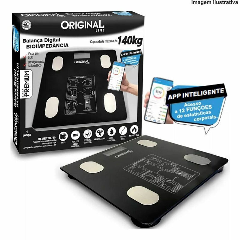 BALANÇA DIGITAL DE VIDRO BIOIMPEDANCIA 140KG SL0382D Código PRD559835935190896