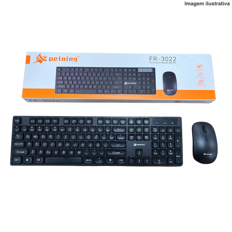 KIT TECLADO E MOUSE S/ FIO FR-3022 PEINING Código PRD362040971491313