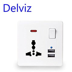 Delviz Brasil Padrão Tomada, Painel de soquete de cristal temperado, Cor branco