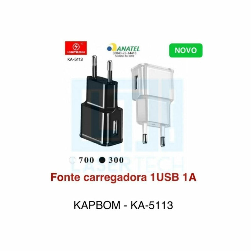 FONTE USB SOLTA SIMPLES PRETA/ BRANCA Código -R256