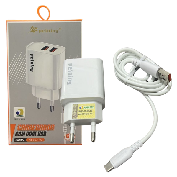 CARREGADOR 2 USB PEINING PEI-216-3 TPC Código PRD556612004157736