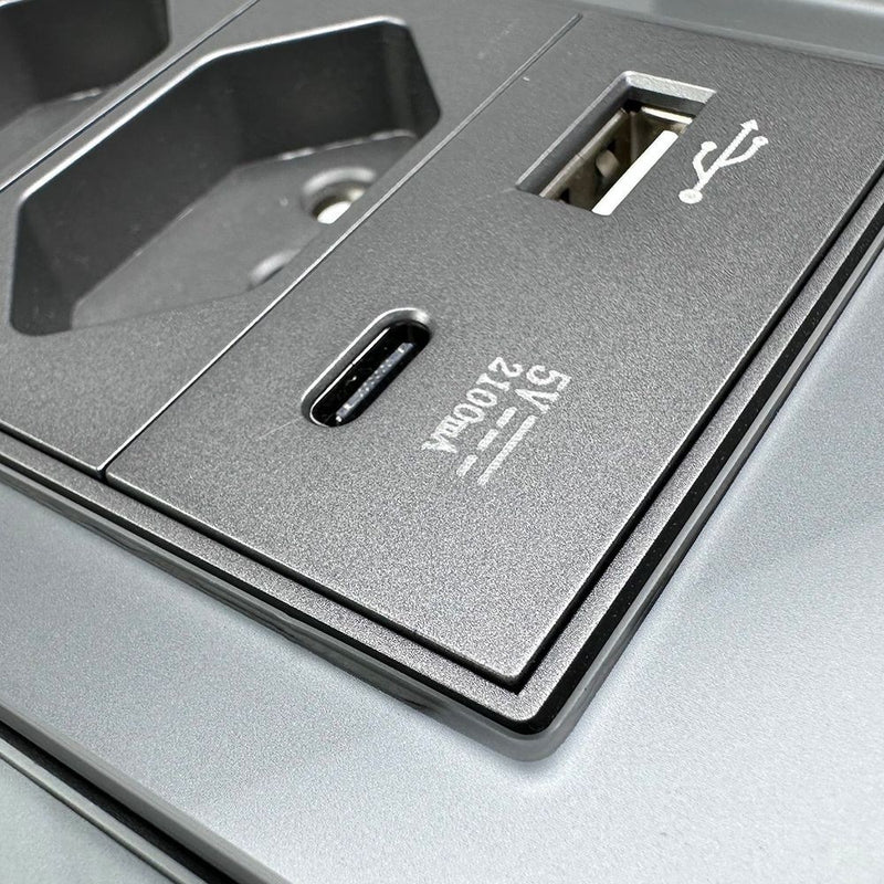 DELEFU Temperado Vidro Cinza Brasil Standard Outlet Dual Usb Tipo C Suíça Wall