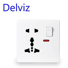 Delviz Brasil Padrão Tomada, Painel de soquete de cristal temperado, Cor branco