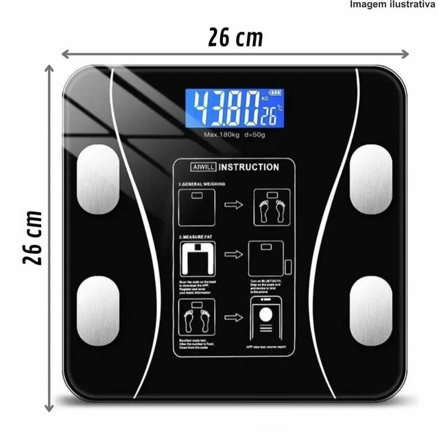 BALANÇA DIGITAL DE VIDRO BIOIMPEDANCIA 140KG SL0382D Código PRD559835935190896