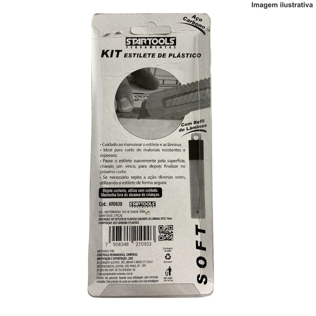KIT ESTILETE DE PLÁSTICO C/ LÂMINAS AR0630 STARTOOLS Código PRD597612420661602
