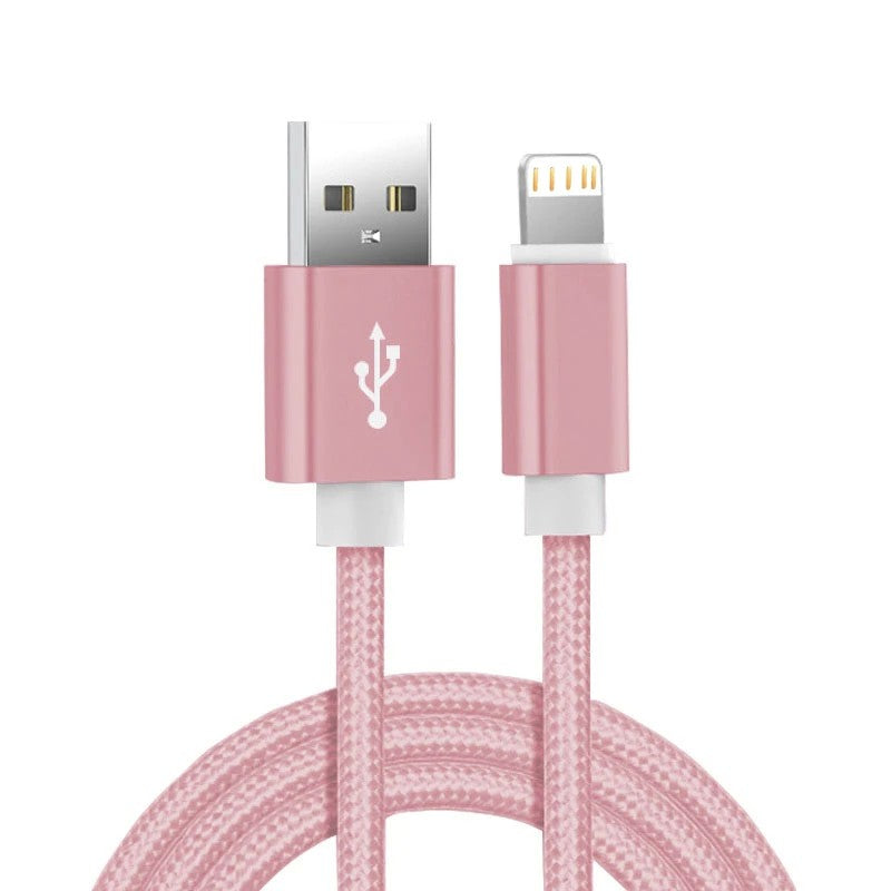 Cabo carregador usb trançado de nylon metálico para iphone 14 8 7 6s plus x xr