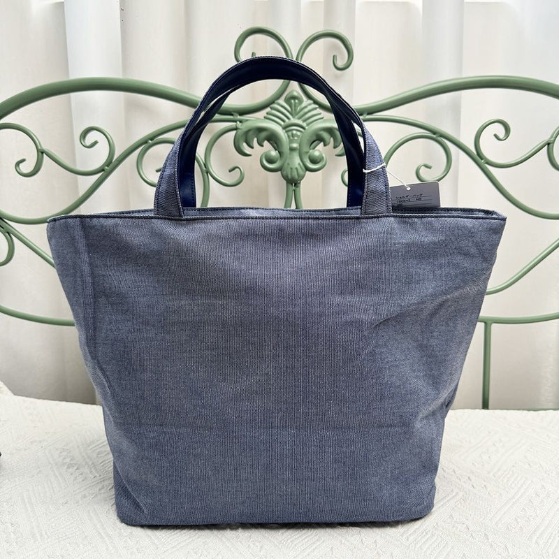 Bolsa de bordados de grande capacidade para mulheres, sacola jeans, urso bonito,