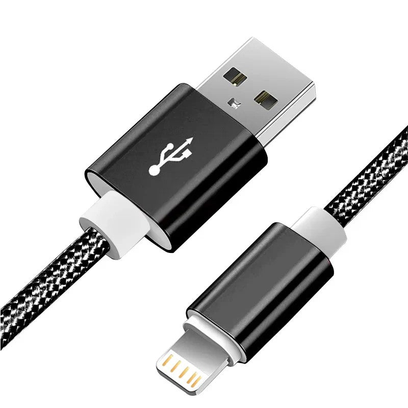 Cabo carregador usb trançado de nylon metálico para iphone 14 8 7 6s plus x xr