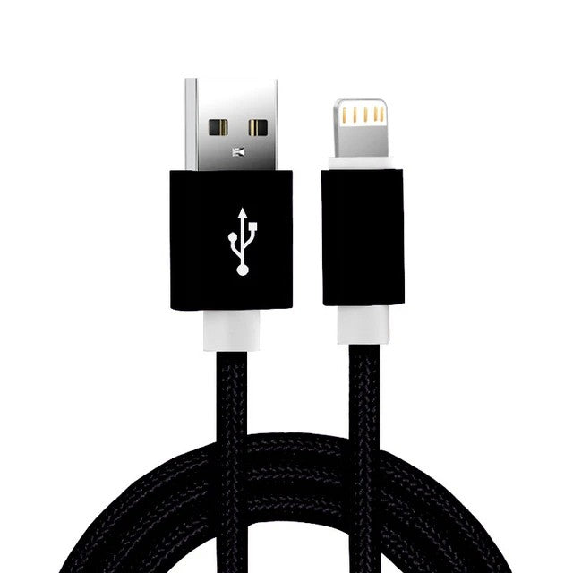 Cabo carregador usb trançado de nylon metálico para iphone 14 8 7 6s plus x xr