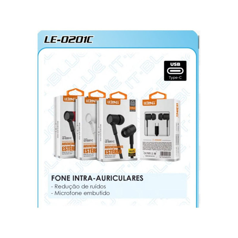 FONE COM FIO TIPO C LELONG LE-0201C Código PRD627194065537002