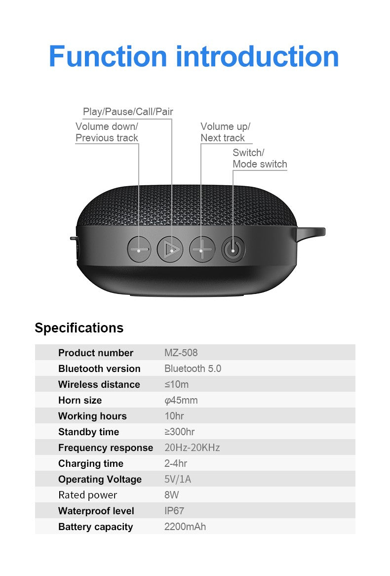 Caixa de som bluetooth alto-falante portátil caixa de som música sem fio mini