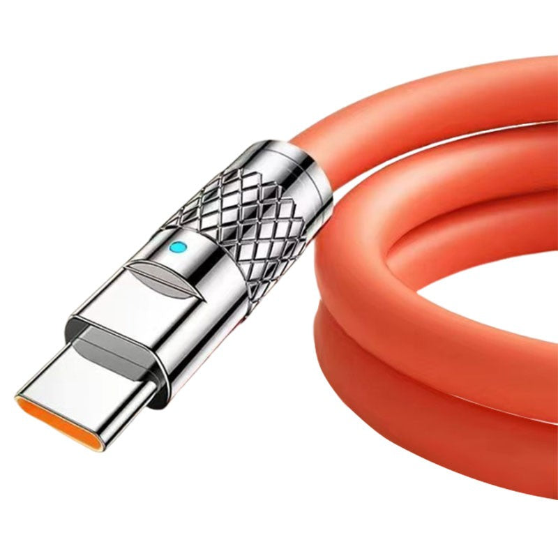 Acessórios de carregamento tipo C para cabo USB Cabo USB de silicone 2M laranja
