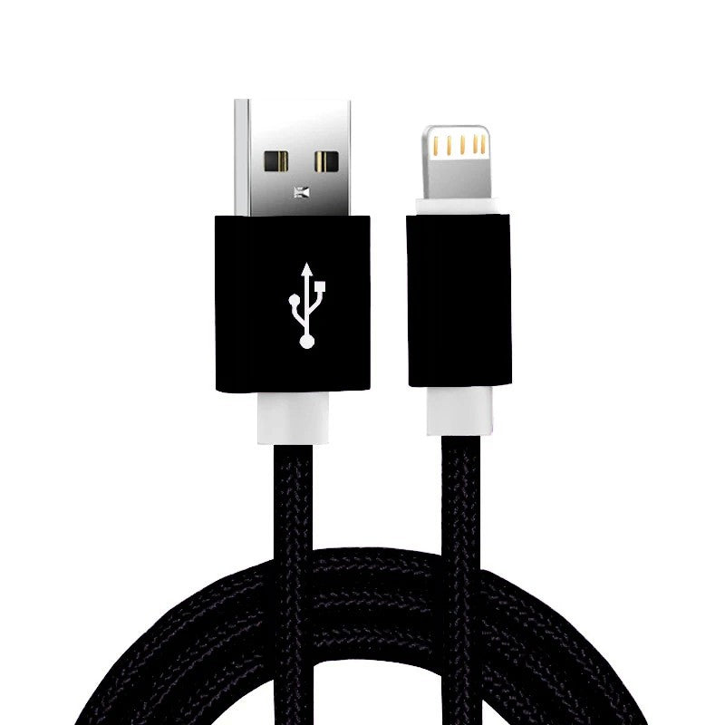 Cabo carregador usb trançado de nylon metálico para iphone 14 8 7 6s plus x xr