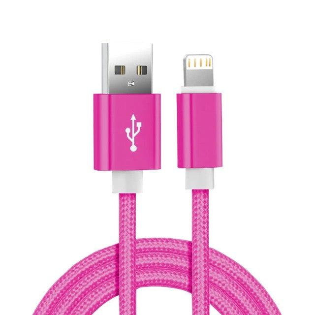 Cabo carregador usb trançado de nylon metálico para iphone 14 8 7 6s plus x xr