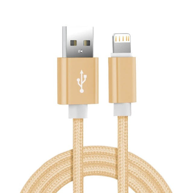 Cabo carregador usb trançado de nylon metálico para iphone 14 8 7 6s plus x xr
