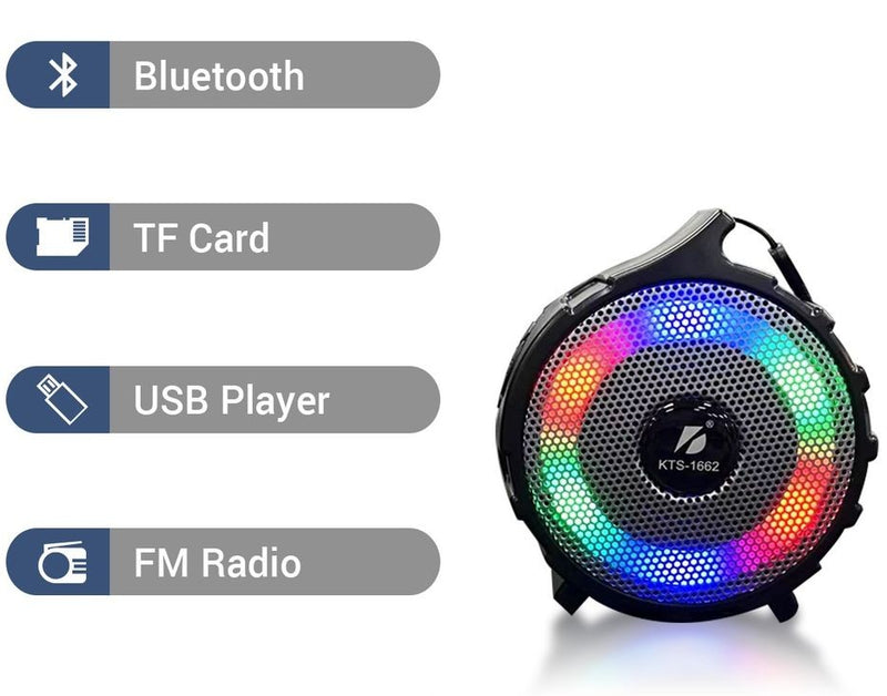 Caixa de som amplificada kts 1662 led rgb tws caixa de som bluetooth 2.5 posegad