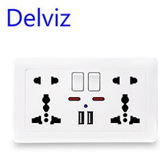 Delviz Brasil Padrão Tomada, Painel de soquete de cristal temperado, Cor branco