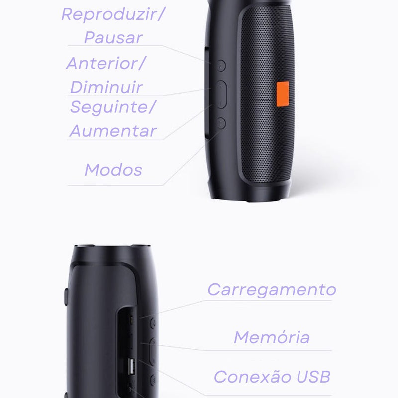 Caixa de Som Charge Mini 3 + Portátil Com Rádio Bluetooth Hi-Fi Sem Fio Bateri
