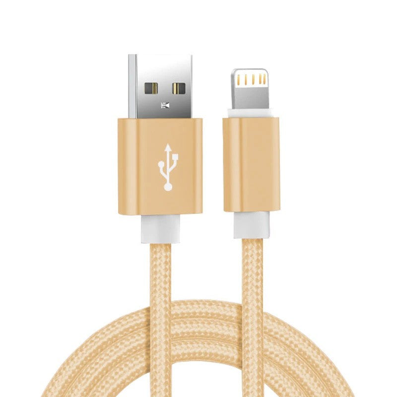Cabo carregador usb trançado de nylon metálico para iphone 14 8 7 6s plus x xr