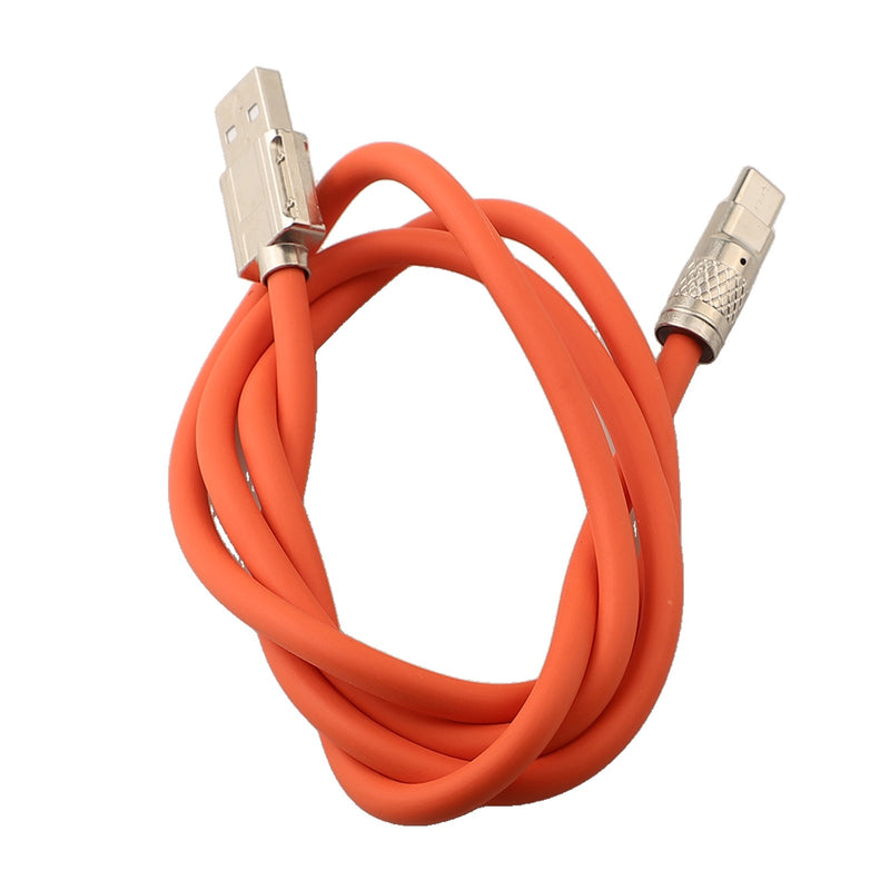 Acessórios de carregamento tipo C para cabo USB Cabo USB de silicone 2M laranja