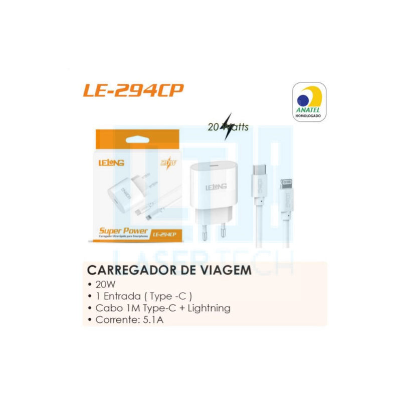 CARREGADOR TURBO PD 3.0 20W IOS LE294CP Código PRD55197374629832