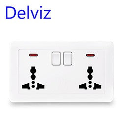 Delviz Brasil Padrão Tomada, Painel de soquete de cristal temperado, Cor branco