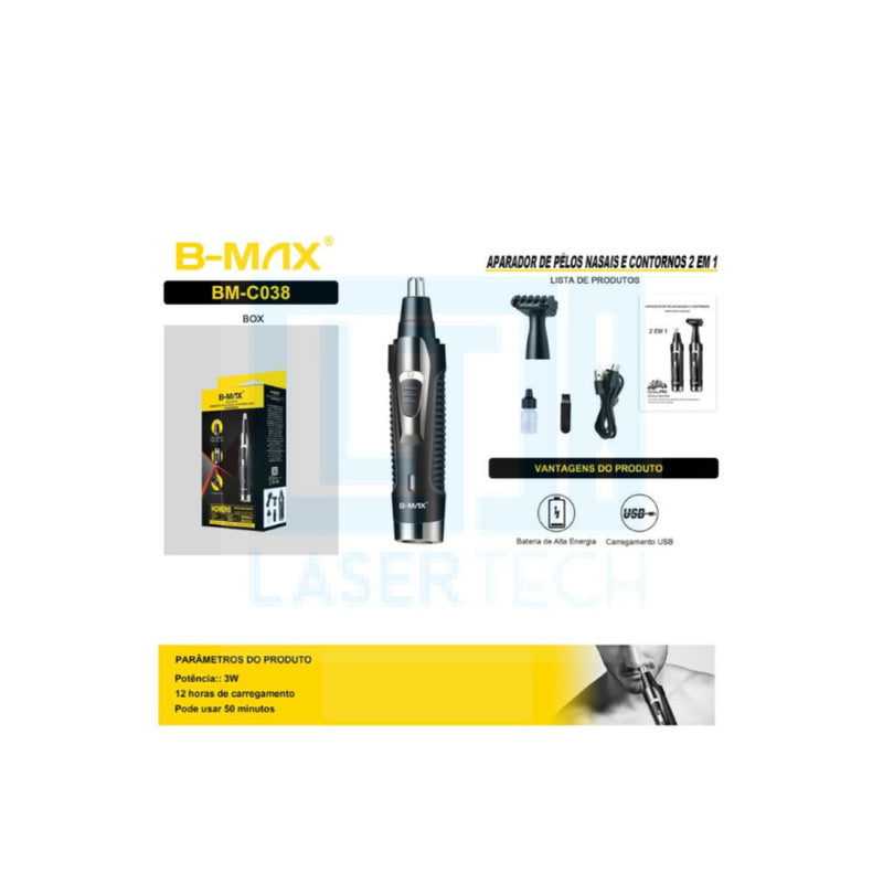 APARADOR DE PELOS NARIZ CONTORNOS 2X1 BM-C038 B-MAX Código PRD411269845888226