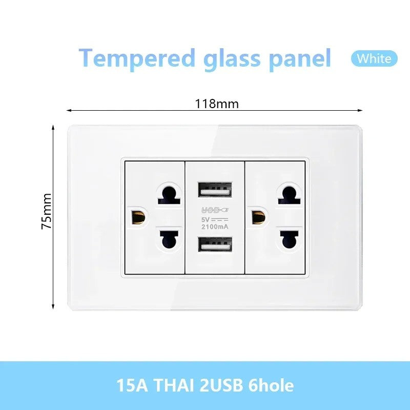 Tomada de parede de carga rápida usb inteligente tipo-c 20w americana, painel d