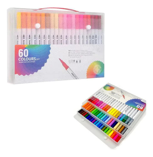 KIT 60 CANETINHAS PINTAR E CONTORNAR PONTA DUPLA SCB-60 Código PRD543261251425731