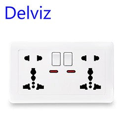 Delviz Brasil Padrão Tomada, Painel de soquete de cristal temperado, Cor branco