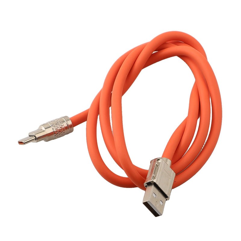 Acessórios de carregamento tipo C para cabo USB Cabo USB de silicone 2M laranja
