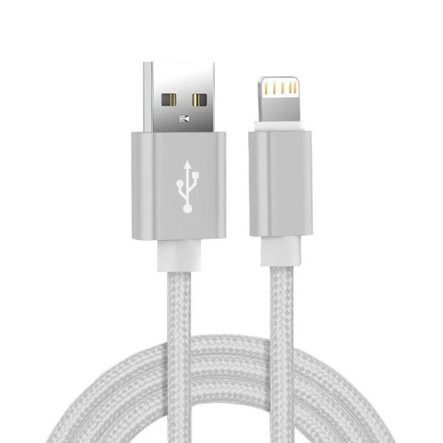 Cabo carregador usb trançado de nylon metálico para iphone 14 8 7 6s plus x xr