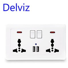 Delviz Brasil Padrão Tomada, Painel de soquete de cristal temperado, Cor branco