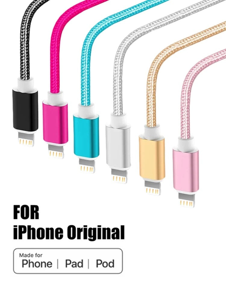 Cabo carregador usb trançado de nylon metálico para iphone 14 8 7 6s plus x xr