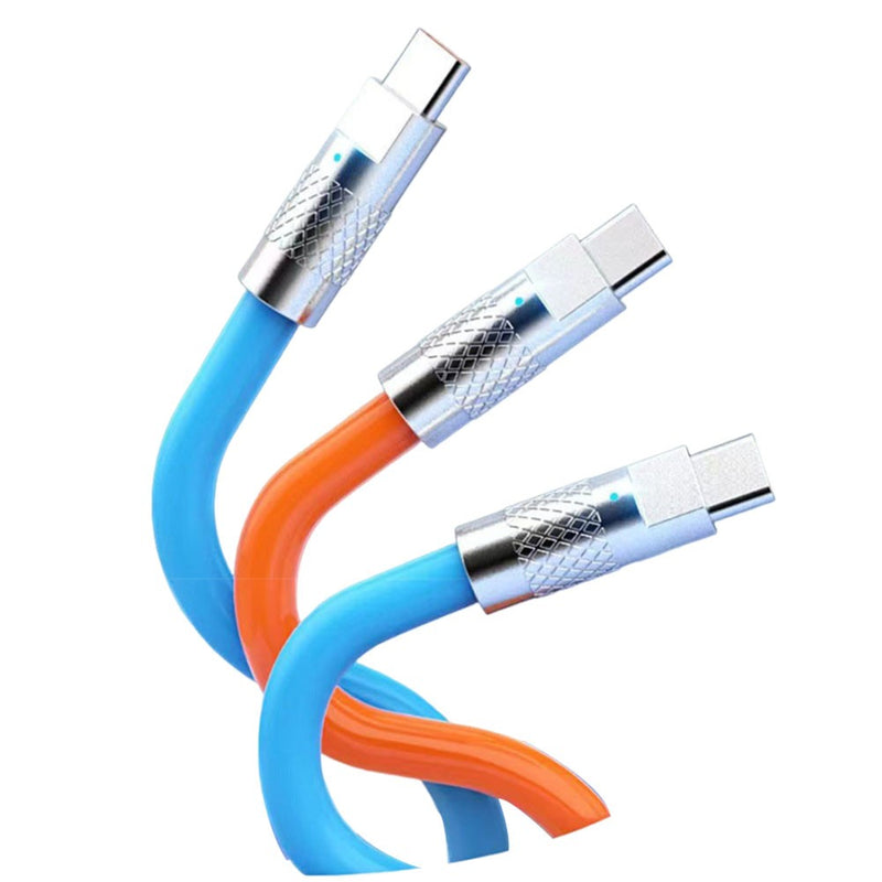 Acessórios de carregamento tipo C para cabo USB Cabo USB de silicone 2M laranja