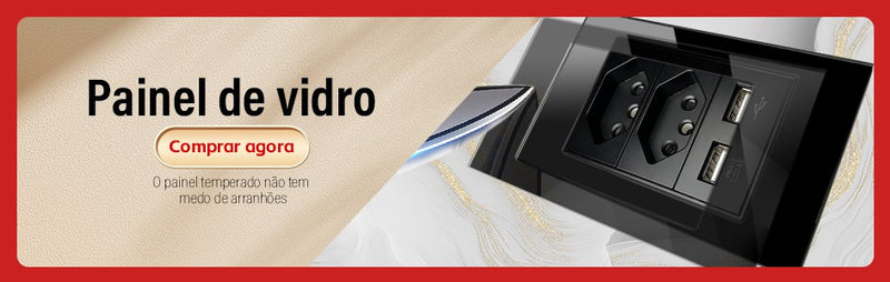 DELEFU Painel PC Fireproof Duplo USB Tipo C Carga Brasil Tomada Padrão Parede P