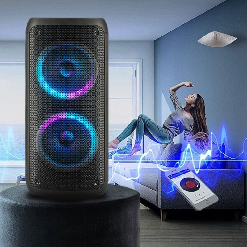 Caixa de som bluetooth grande amplificação pintura led rgb grasep ultra potên