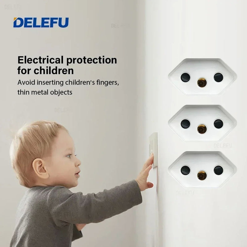 DELEFU Painel PC Fireproof Duplo USB Tipo C Carga Brasil Tomada Padrão Parede P