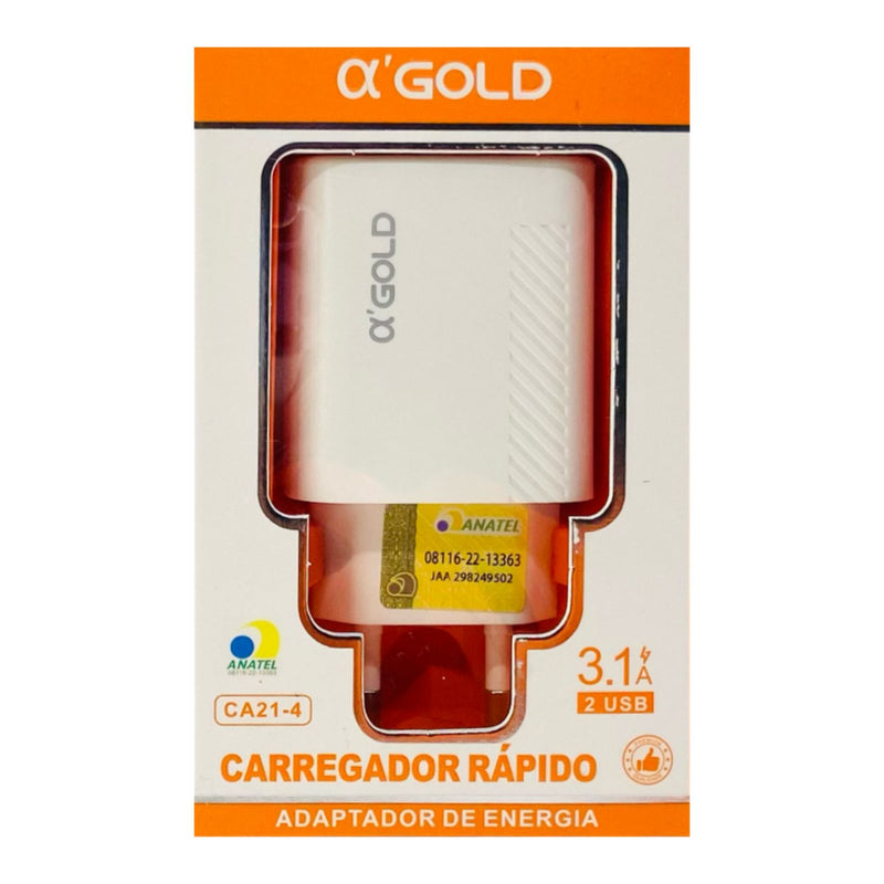 Fonte Carregador Celular AlphaGold Dois USB 3.1A  CA21-4