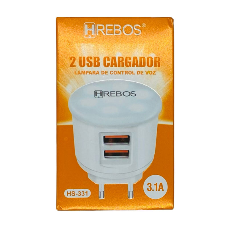 Fonte Carregador Celular HRebos Com Lâmpada 3.1A HS-331