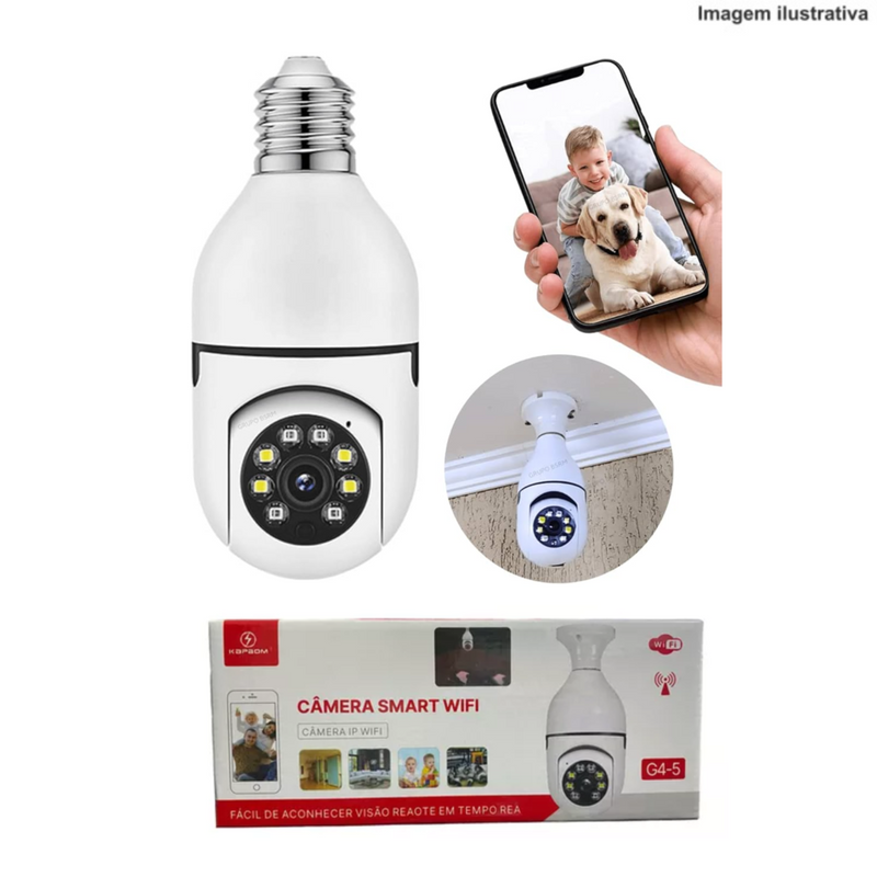 CÂMERA DE SEGURANÇA IP WIFI LÂMPADA G4-5 KAPBOM Código PRD363804204218831